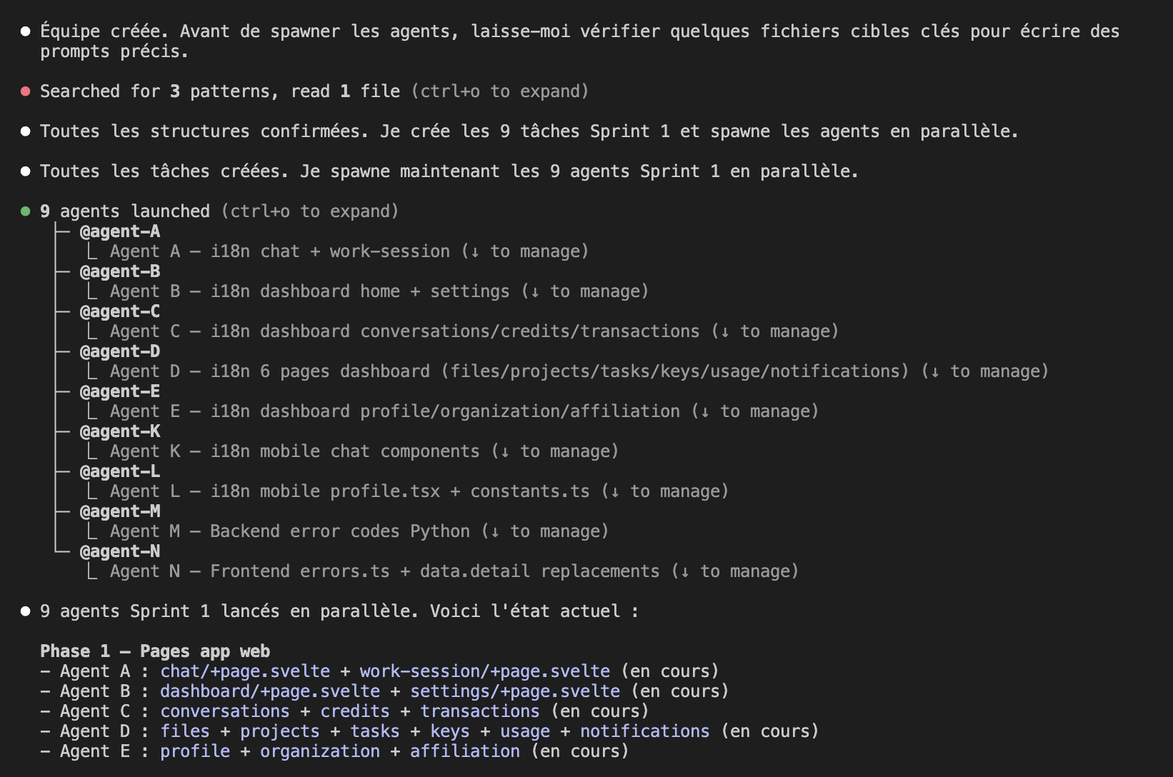 9 Agents Launched for Deblo i18n Sprint 1